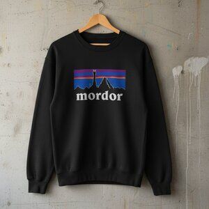 Mordor Fantasy Parody Outdoor Logo Sweatshirt Black LOTR Fan